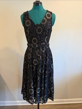 Tommy Hilfiger Black Floral Lace Fit-and-Flare Dress